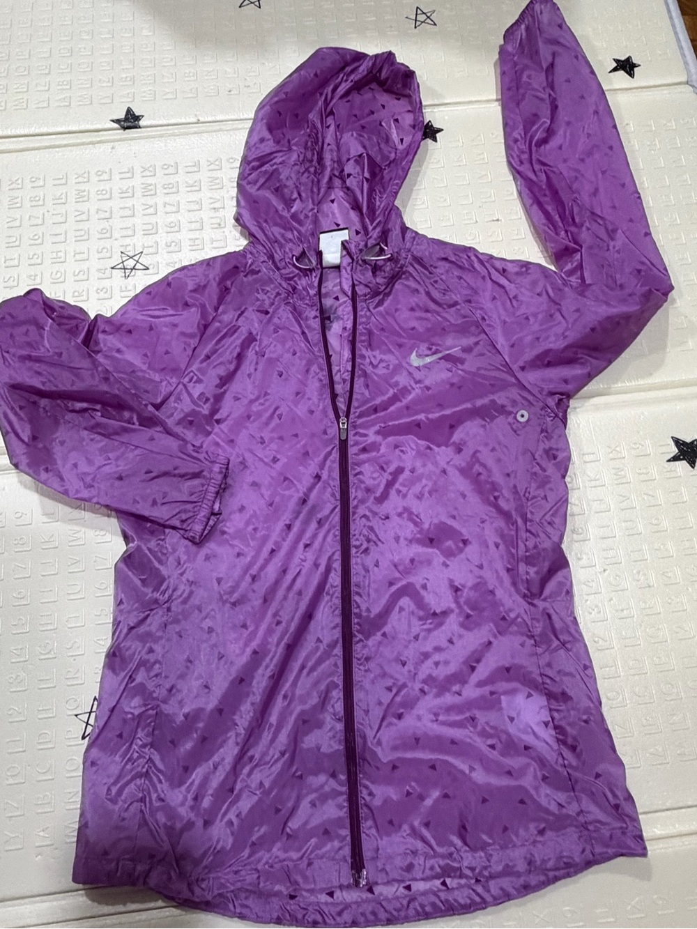 Nike Purple Packable Hooded Trench-Style Windbreaker